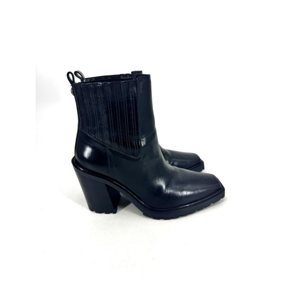 Vince Camuto Aresse Black Leather Square Toe Block Heel Ankle Boots Womens‎ 7.5M - Picture 2 of 6